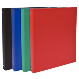Carton de 20 classeurs plastifiés pour format A4, 4 anneaux ronds diamètre 30 mm, dos 40 mm, coloris assortis