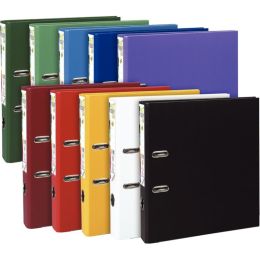 Carton de 10 classeurs à levier en plastique PREM'TOUCH format A4 maxi dos 5 cm couleurs vives assorties