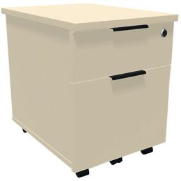 Caisson mobile mélaminé 2 tiroirs Direction plateau beige/corps beige