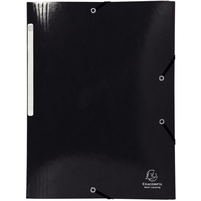 Chemise 3 rabats à élastiques en carte lustrée 425g, noir Chemises a rabats&elast.en carton