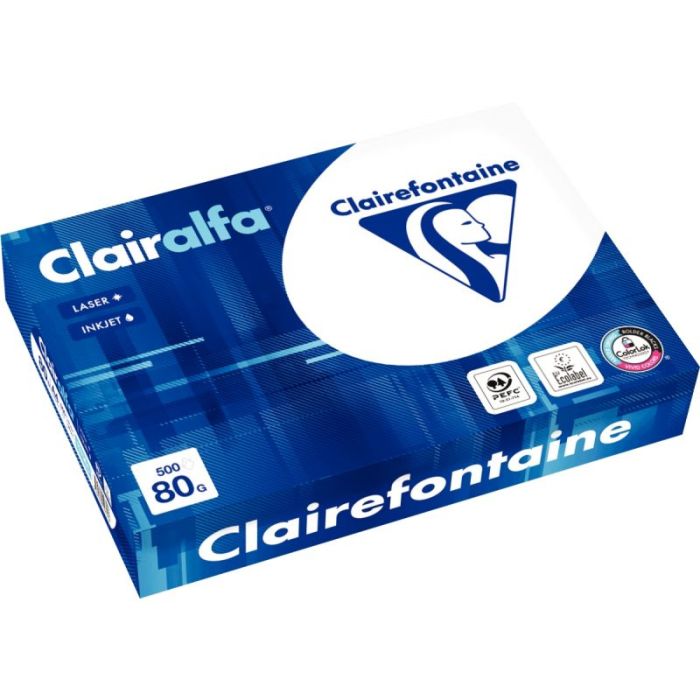 Ramette de 500 feuilles format A4 80g blanc CLAIRALFA Papiers reprographiques blanc 80g