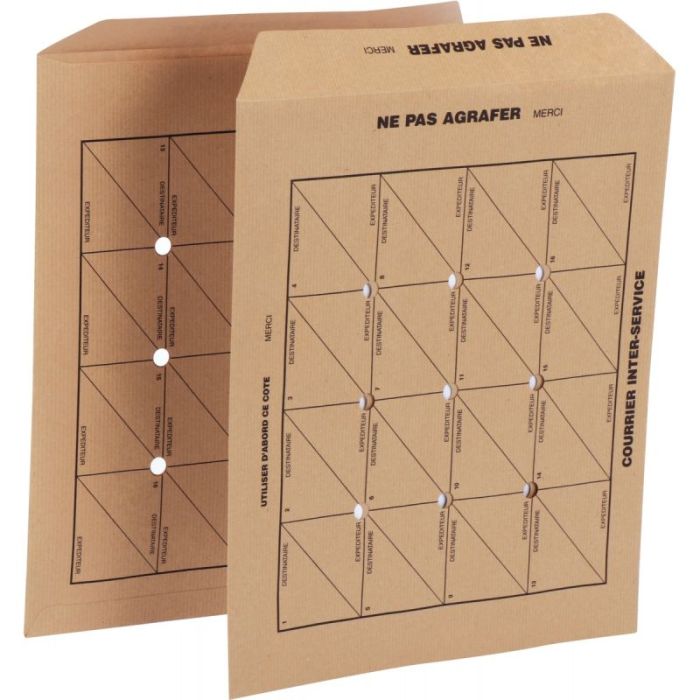 Boîte de 250 pochettes kraft courrier intérieur 260x330 120g/m² Pochettes speciales