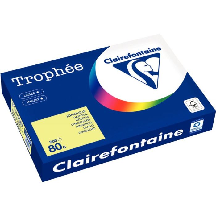 Carton de 3 ramettes de 500 feuilles format A3 80g jonquille Papiers reprographiques couleur 80g