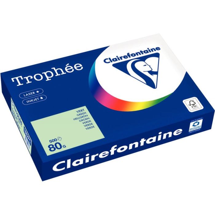 Carton de 3 ramettes de 500 feuilles format A3 80g vert CLAIREFONTAINE Papiers reprographiques couleur 80g