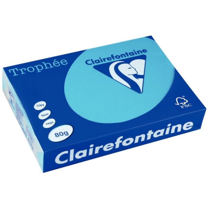 Carton de 3 ramettes de 500 feuilles format A3 80g bleu turquoise Papiers reprographiques couleur 80g