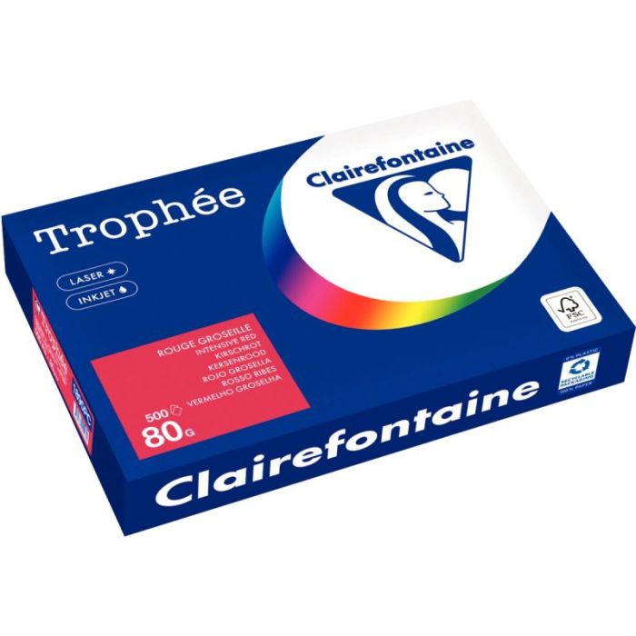 Carton de 3 ramettes de 500 feuilles format A3 80g rouge groseille Papiers reprographiques couleur 80g