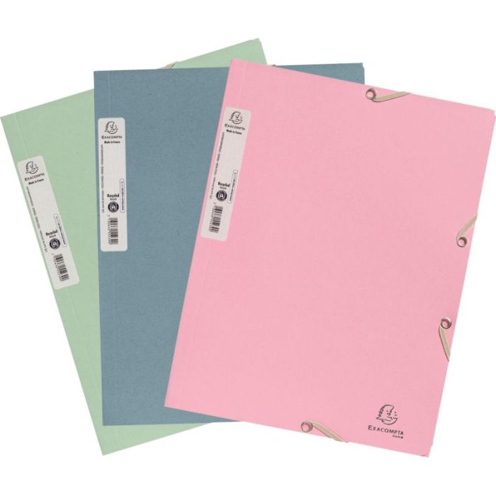 Chemise 3 rabats à élastiques AUTENTIK en carte recyclée 400g, coloris assortis Chemises a rabats&elast.en carton