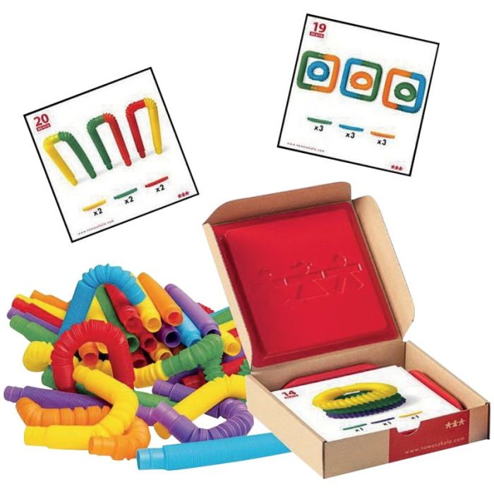 Boite de 24 fiches d'activités pour POP tubes 56691 Jeux de construction divers