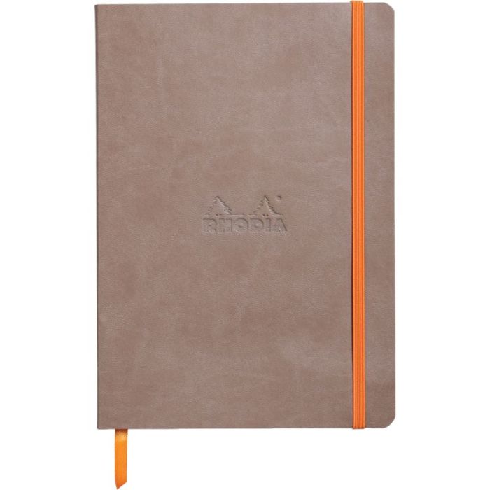 Carnet 160 pages RHODIARAMA format A5, ligné, couverture souple en simili cuir, taupe Carnets brochures