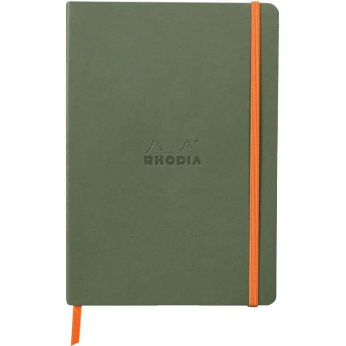 Carnet 160 pages RHODIARAMA format A5, ligné, couverture souple en simili cuir, vert sauge Carnets brochures