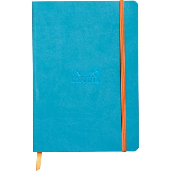 Carnet 160 pages RHODIARAMA format A5, 5x5, couverture souple en simili cuir, bleu turquoise Carnets brochures