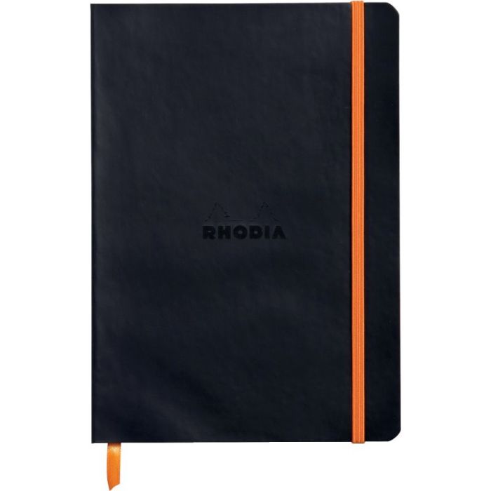 Carnet 160 pages RHODIARAMA format A5, 5x5, couverture souple en simili cuir, noir Carnets brochures