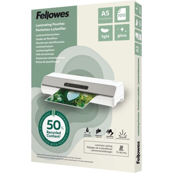 Boîte de 100 pochettes de plastification brillantes A5 80 microns Poch & access pour plastif. a chaud