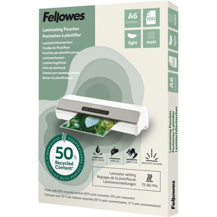 Boîte de 100 pochettes de plastification mates A6 80 microns Poch & access pour plastif. a chaud