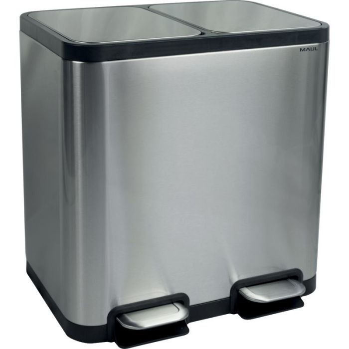 Poubelle tri à pédale inoxydable 20 L + 20 L Poubelles