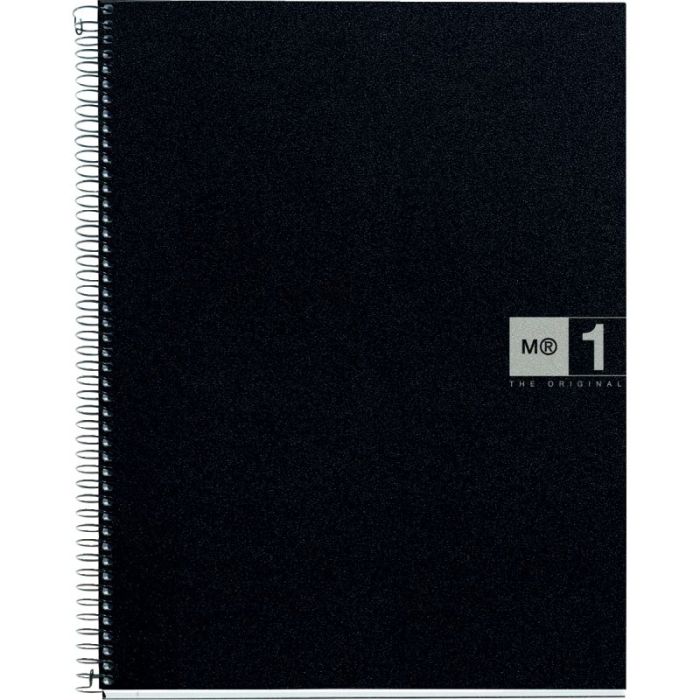 NOTEBOOK MIQUELRIUS format A5, 80 feuilles 70g, quadrillé 5x5, couverture PP noir, intérieur gris Cahiers spirales a5, b5 et 17x22