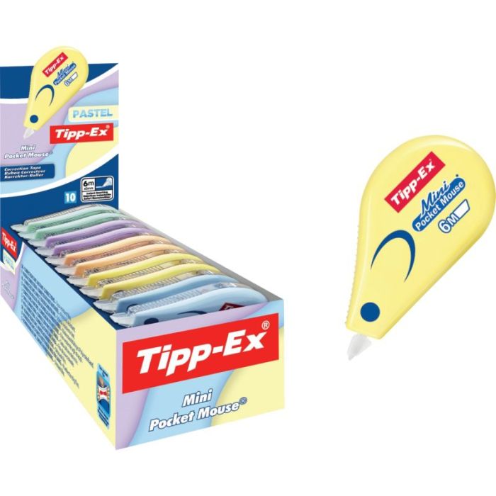 Boîte de 10 correcteurs mini mouse pastel assortis Rollers de correction frontale