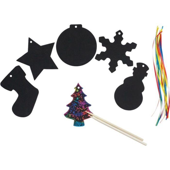 Sachet de 60 formes Noël à gratter Cartes a gratter/ metal a repousser