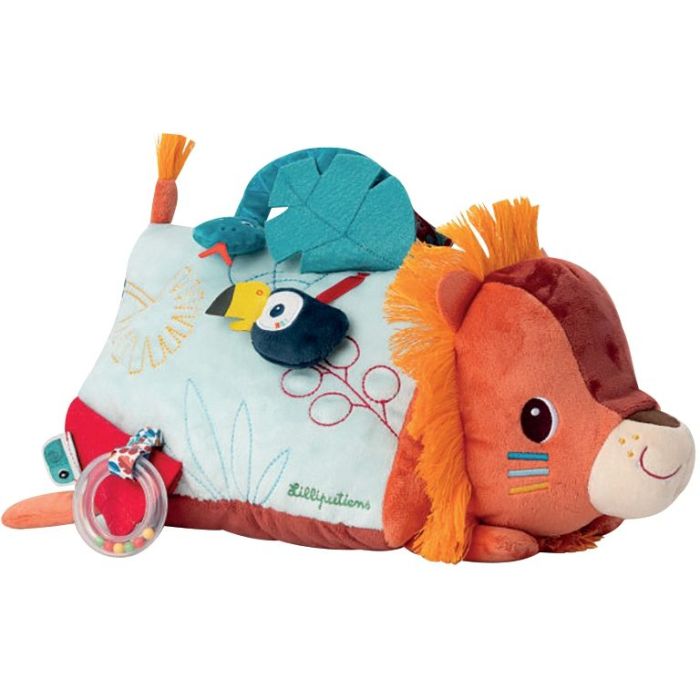 Triangle d'activités miroir Jack le lion LILLIPUTIENS Jouets d'eveil en tissu
