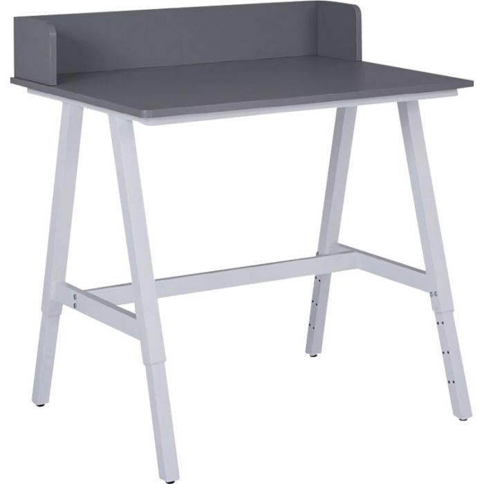 Bureau home office Emmelie plateau gris/piètement blanc Mobiliers de bureau