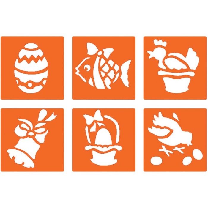 Paquet de 6 pochoirs en plastique, Pâques Pochoirs