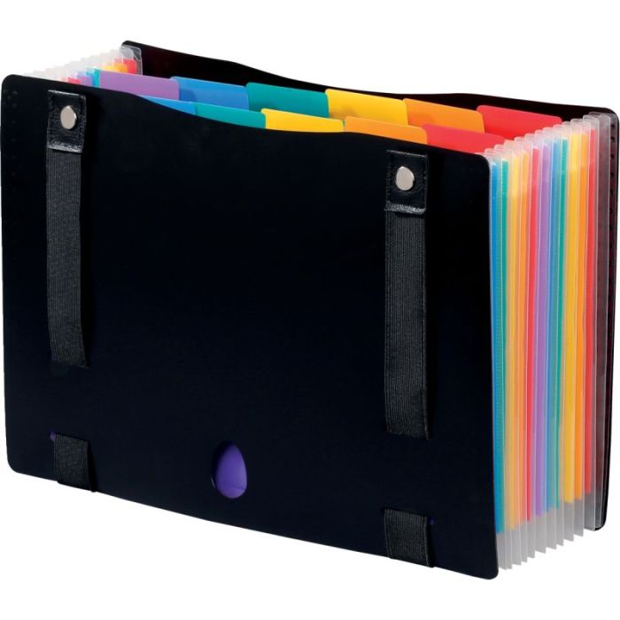 Trieur extensible RAINBOW CLASS en polypropylène avec sangles, 12 compartiments Classeurs a soufflets