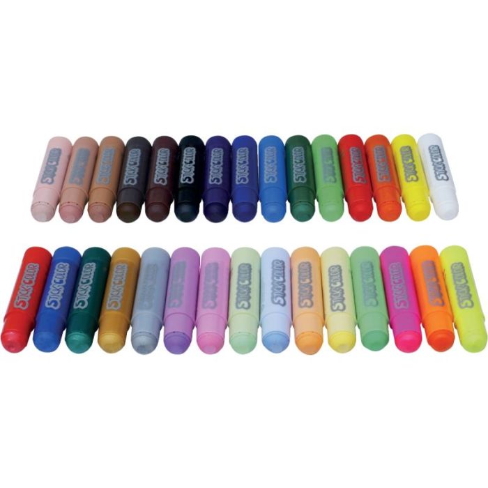 Boite de 30 sticks gouache 10grammes assortis Gouaches pate en tube