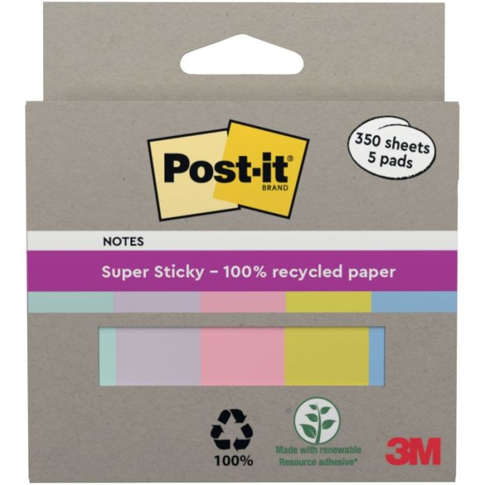 Boite de 5 blocs de marque-pages le recyclable 350 feuilles coloris pastel Index