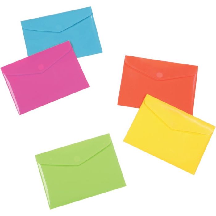 Pochette enveloppe HAPPY FLUO en polypropylène pour format A5, coloris assortis Enveloppes en polypro