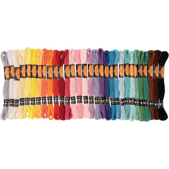 Sachet de 90 échevettes polyester coloris assortis Fils pour travaux manuels