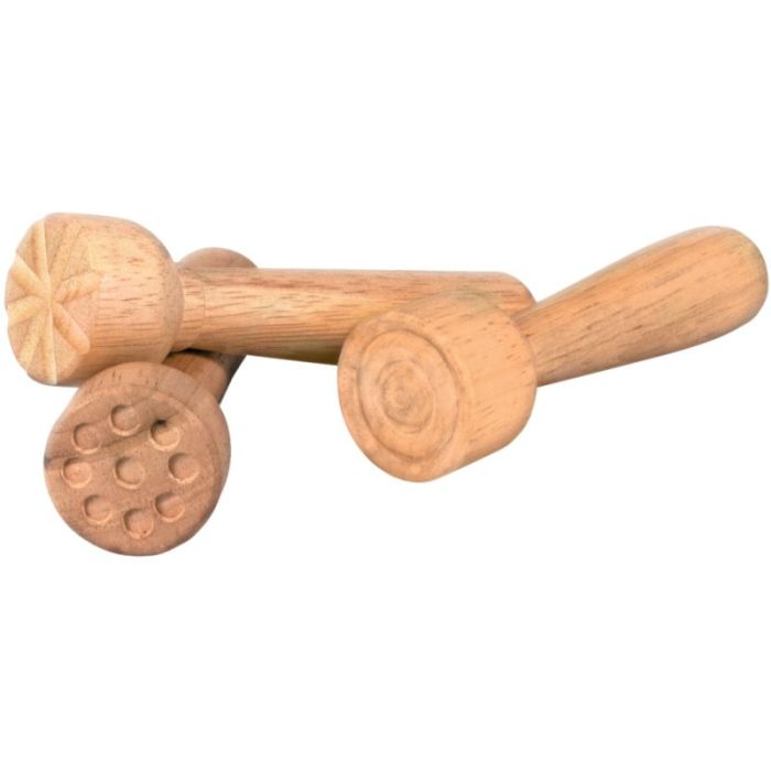 Boite de 12 tampons empreintes en bois Modelage (accessoires)