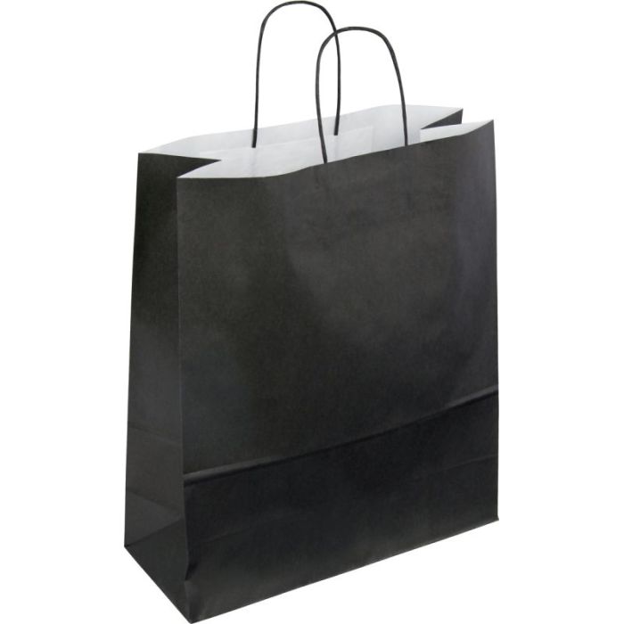 Paquet de 50 sacs Kraft noir 35+14x40 poignées torsadées Sachets et pochettes d'emballage