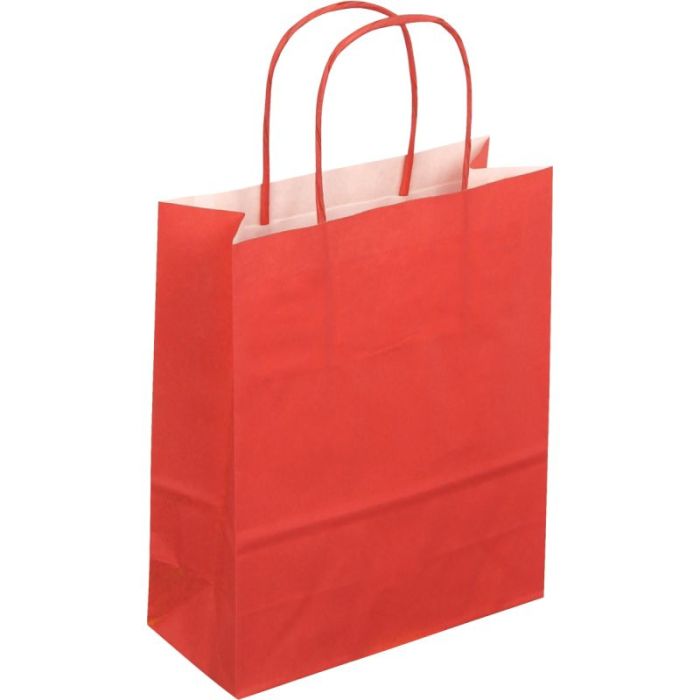 Paquet de 50 sacs Kraft rouge 18+8x22 poignées torsadées Sachets et pochettes d'emballage