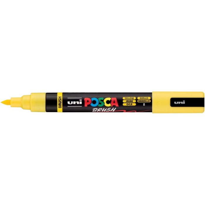 Marqueur Posca pointe moyenne Brush jaune Marqueurs gouache