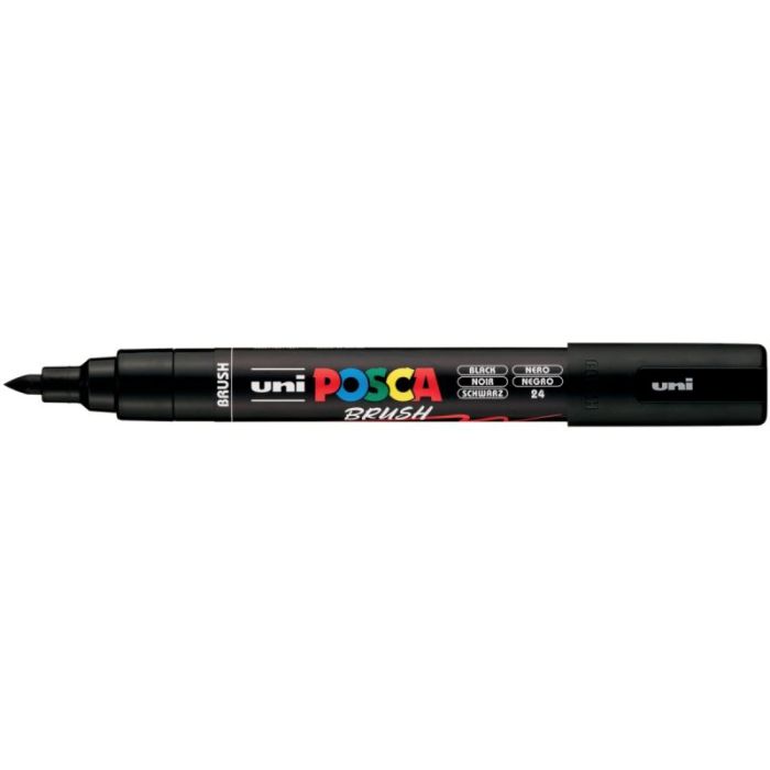 Marqueur Posca pointe moyenne Brush noir Marqueurs gouache
