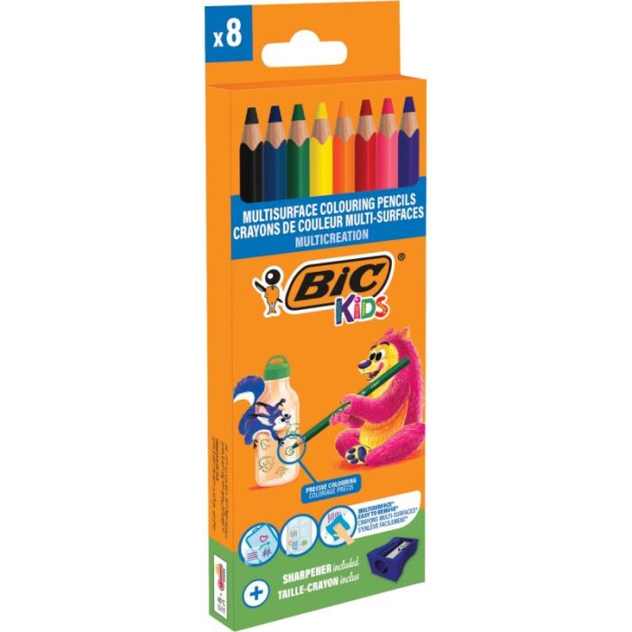 Etui de 8 crayons Multi surface fin assortis Crayons effacables a sec