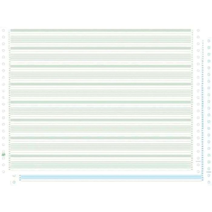 Paquet de 1000 listings zone vert bleu 11*380 2plis auto copiant bande fixe Listings autocopiants et divers