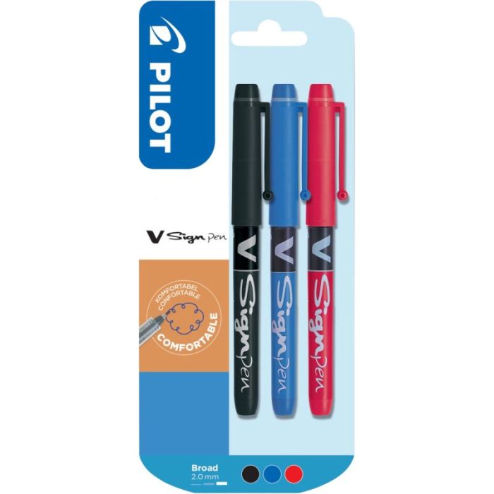 Blister de 3 feutres VSign Pen assortis Feutres pointe nylon