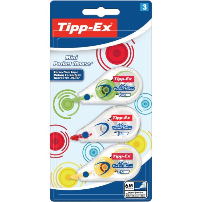 Blister de 3 mini Pocket Mouse fashion Rollers de correction frontale