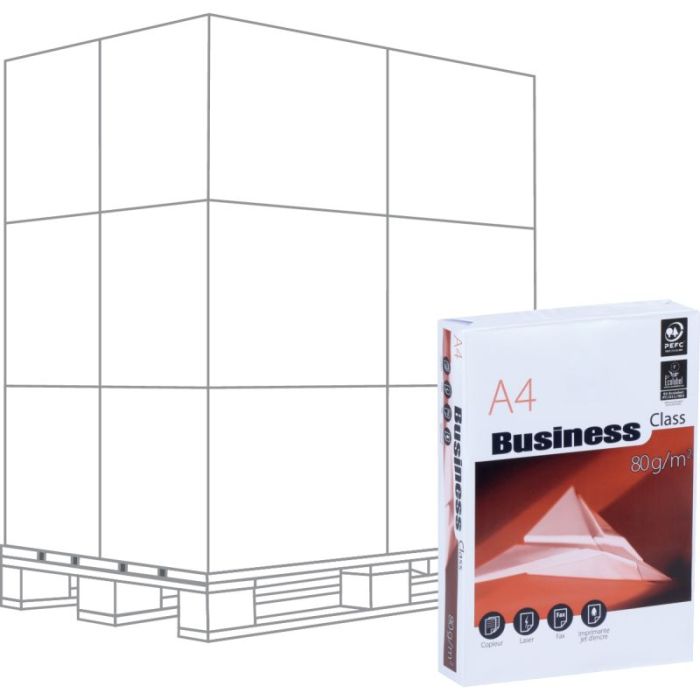 Palette 240 ramettes de 500f format A4 80g blanc BUSINESS Papiers reprographiques blanc 80g