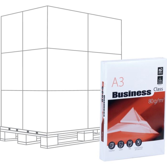 Palette de 120 ramettes 500f format A3 80g blanc BUSINESS Papiers reprographiques blanc 80g