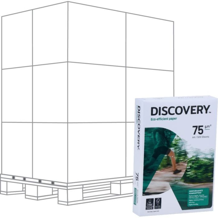Palette de 240 ramettes 500f format A4 75g blanc DISCOVERY Papiers reprographiques blanc 60 a 75g