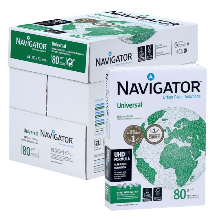 Carton 5 ramettes de 500f format A4 80g blanc NAVIGATOR Papiers reprographiques blanc 80g