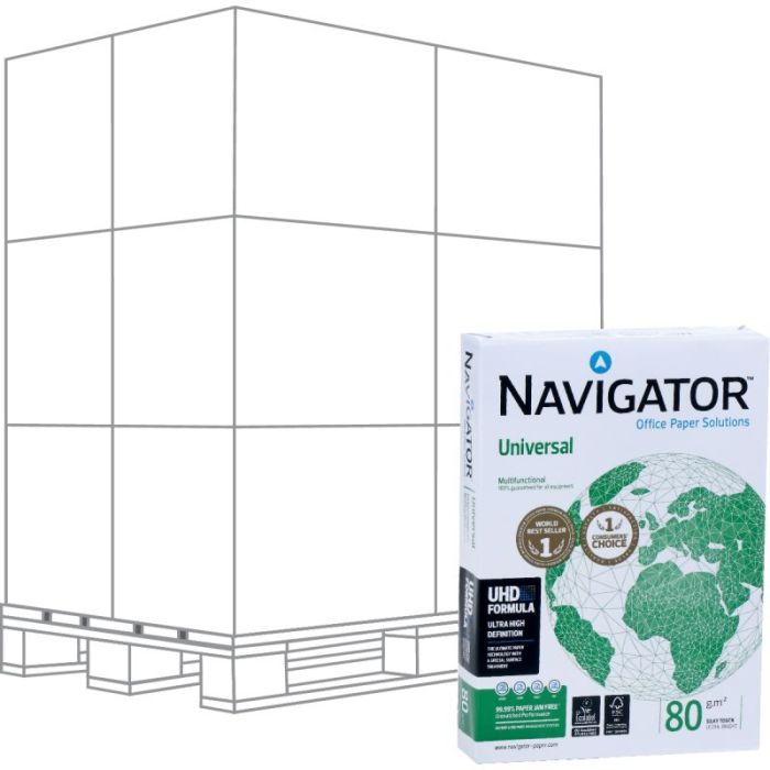 Palette de 240 ramettes de 500f format A4 80g blanc NAVIGATOR Papiers reprographiques blanc 80g