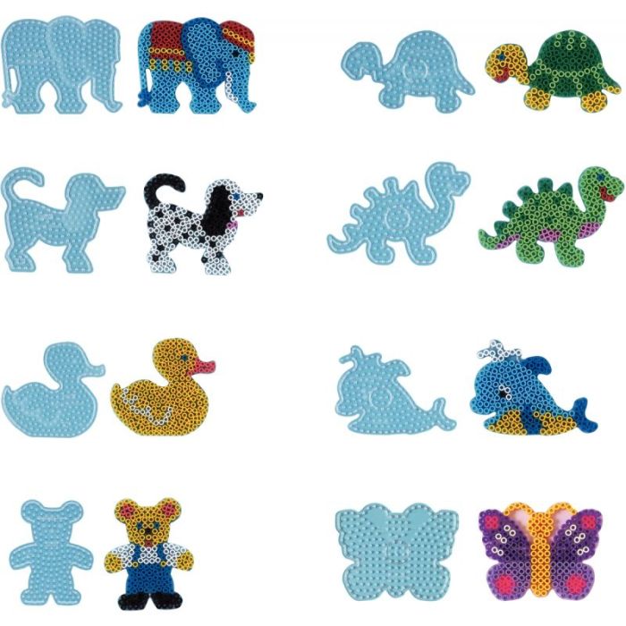 Elfinfi – 20 Plaques Perles à Repasser 5 Mm – 20 Modèles Animaux – Kit Créatif Avec Porte-clés Et Pince – Cadeau Enfant