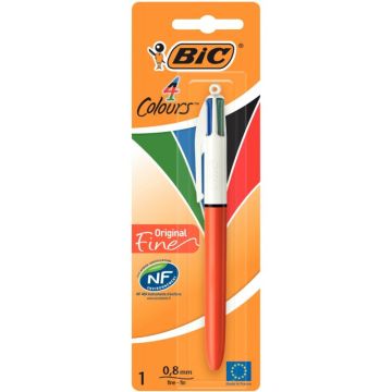 Blister de 1 stylo bille 4 couleurs pointe fine