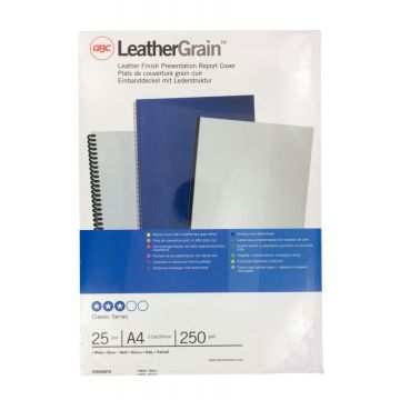 Paquet de 25 couvertures grain cuir 250 gr/m² format A4 blanc