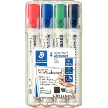 Blister de 4 feutres Lumocolor pointe biseautée assortis