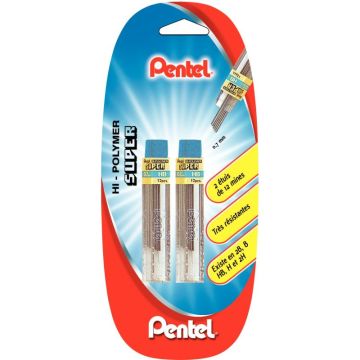 Blister de 2 étui de 12 mines, mines de 0,7 mm HB