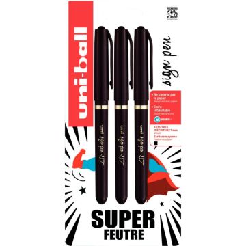 Blister de 3 rollers Sign Pen noirs